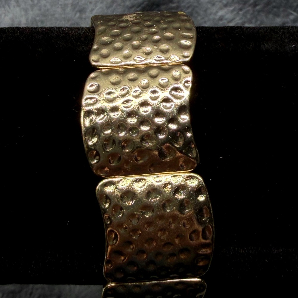 Vintage Kmart Gold Tone Hammered Link Stretch Bracelet Fashion Jewelry‎ Women